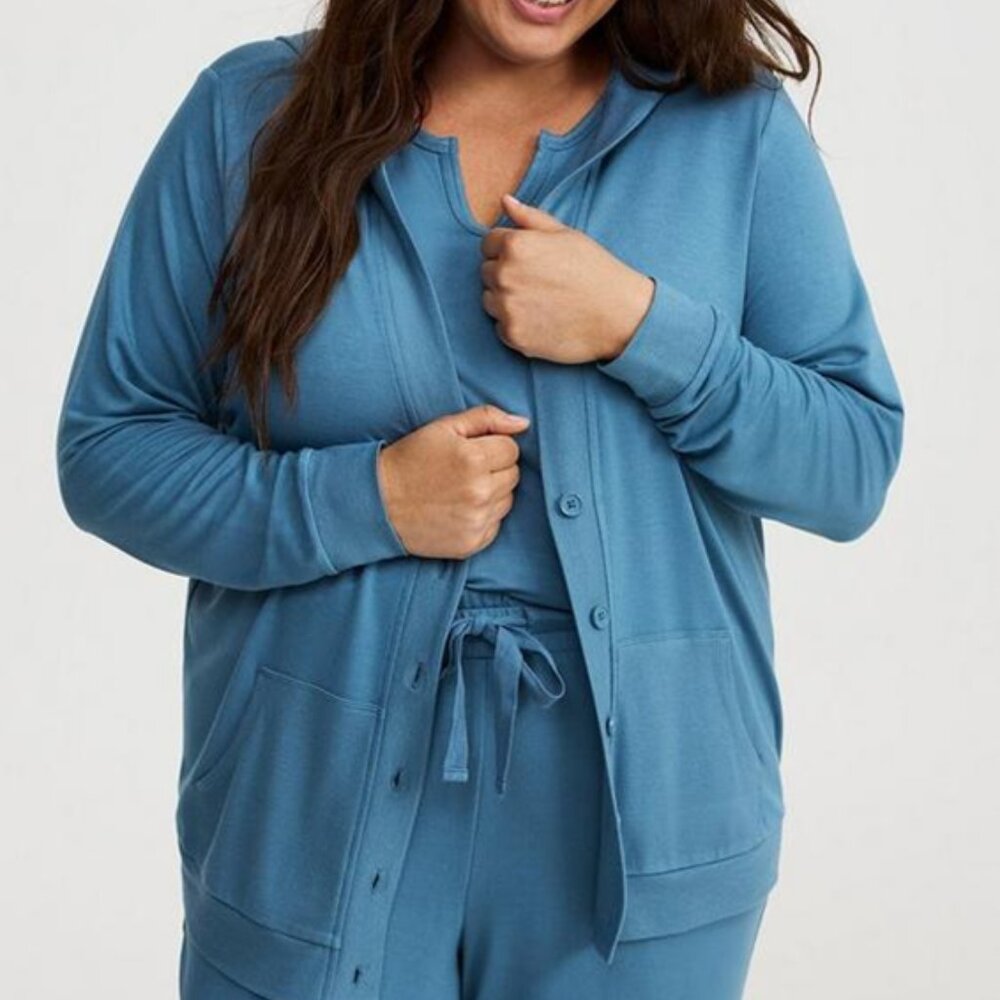 NWT Torrid 2 2X lightweight French Terry Lounge Cardigan Light Blue 18 20